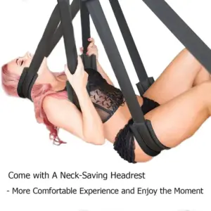 Hanging Sex Swing with Neck-Saving Headrest - Adjustable Straps & Padded Support - Couples Multi-Position BDSM Sex Furniture 2