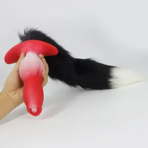 Removable Tail Dog Anal Plug - 100% Liquid Silicone + Fluffy Tail - Cosplay Pet Play Butt Plug Toy 4