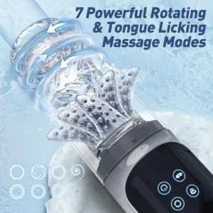 7 Rotating & 7 Sucking Automatic Thrusting Male Masturbator - Ice & Fire Temperature Play, Transparent Textured Sleeve - Penis Pump Blowjob Simulator for Men 6