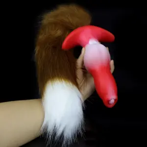 Removable Tail Dog Anal Plug - 100% Liquid Silicone + Fluffy Tail - Cosplay Pet Play Butt Plug Toy 3