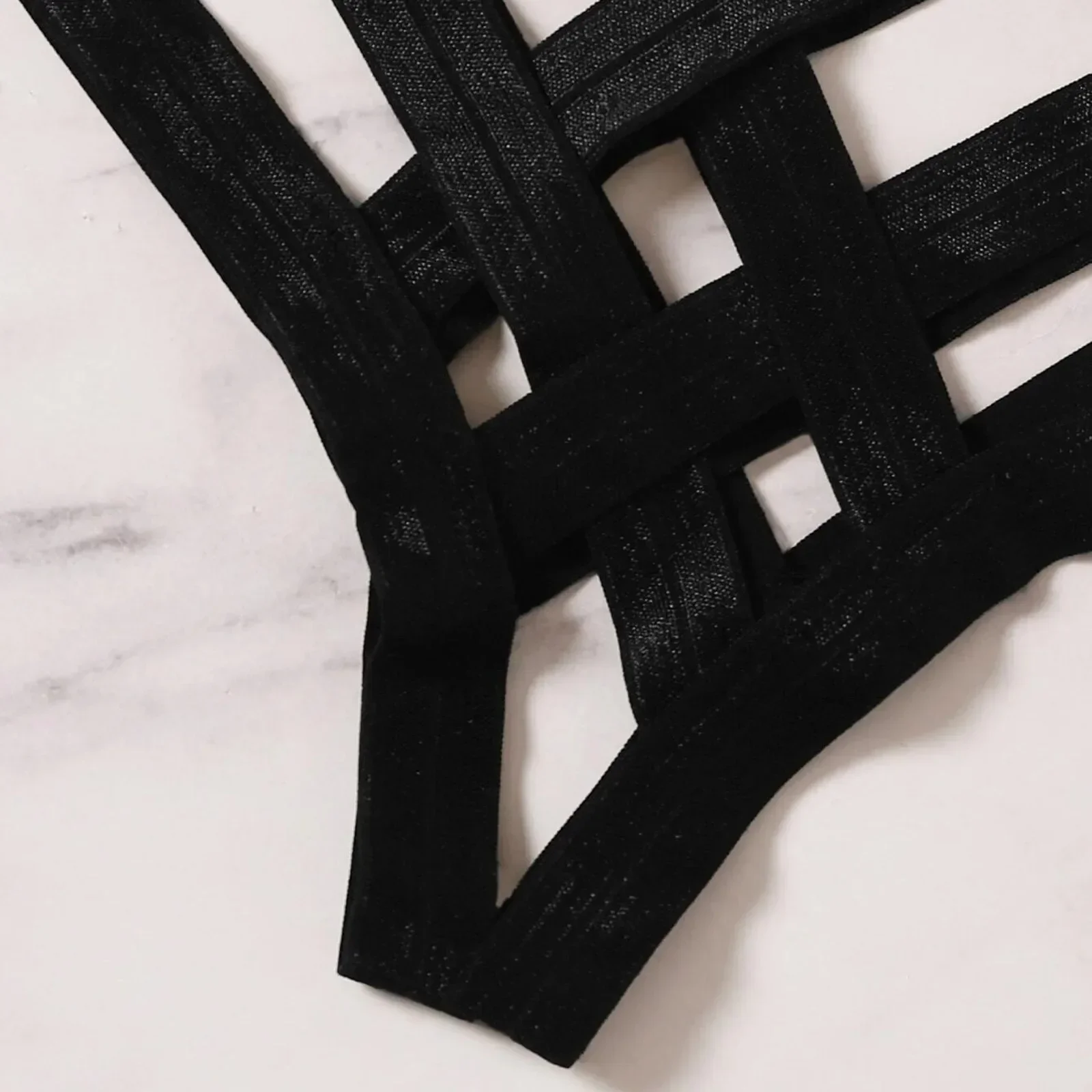 Amnesia Bondage Hollow-Out Strappy Lingerie Set - Black/Burgundy Cage Bralette & Thong - Extreme Sexy BDSM Erotic Underwear 4