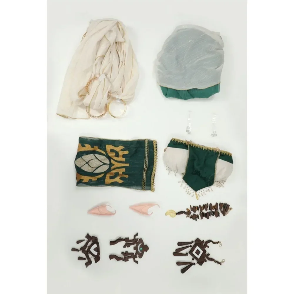 Princess Zelda Derivative Sexy Dance Lingerie Costume - Green Sheer Skirt Top with Headpiece & Necklace 6