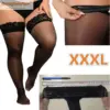 Plus Size Lace Thigh High Stockings - Oversized Black Sheer Fishnet Over-Knee Socks for Curvy Women 1