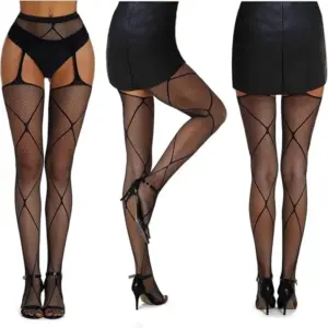 Sexy Fishnet Thigh-High Stockings with Garter Belt - 3-Pack for Women 5