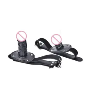 Leather Silicone Oral Dildo Gag – Lockable Penis Ball Gag with Adjustable Strap, Couples BDSM Restraint Toy 5