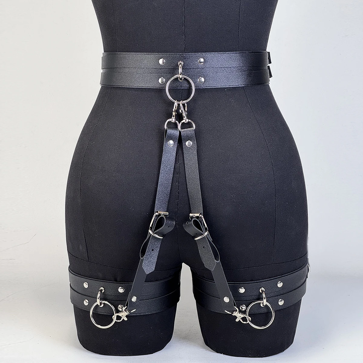 Full Body Leather Harness – Metal Ring Connected, Sexy Open-Cage Body Chain, Erotic Waist & Chest Bondage Set 6