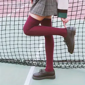 Cozy Thermal Over-the-Knee Knit Socks - Thick Ribbed Cable Winter Leg Warmers (1/3/5 Pairs, Multi-Color) 5