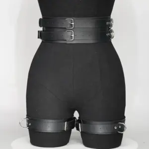 Leather Thigh Harness Garter Belt – Multi-Ring Cross Design, Ultimate Sexy Hip & Thigh Accentuator, BDSM Erotic Leg Restraint 6