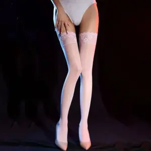 Horse Oil Glossy Thigh-High Stockings with Lace & Silicone Grip - Ultra-Thin Sexy Sheer Hosiery for Women 5