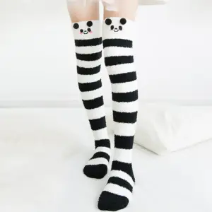 Cute Cartoon Coral Fleece Thigh-High Floor Socks - Thick Warm Over-Knee Winter Home Socks (1 Pair, Multi-Animal Designs) 4
