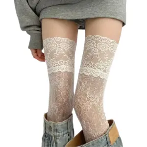 Sensual Lace Fishnet Thigh-High Socks – Y2K Lolita Inspired 4