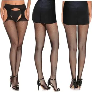 Sexy Fishnet Thigh-High Stockings with Garter Belt - 3-Pack for Women 6