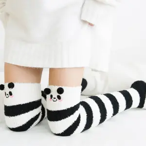 Cute Cartoon Coral Fleece Thigh-High Floor Socks - Thick Warm Over-Knee Winter Home Socks (1 Pair, Multi-Animal Designs) 5