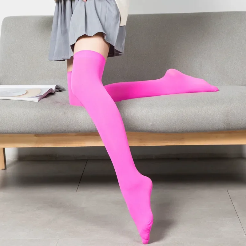 Solid Color Over-the-Knee Thigh-High Stockings - Cute Lolita Warm Long Socks for Women (Multi-Color) 5