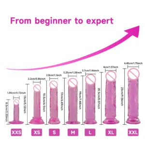 Progressive Size Realistic Jelly Dildo Series – Rounded Head + Strong Suction Cup Base, Beginner to Advanced 1