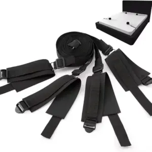 Bed Restraints Kit – Adjustable Wrist & Thigh Cuffs + Under-Bed Straps, BDSM Bedroom Bondage Set 4