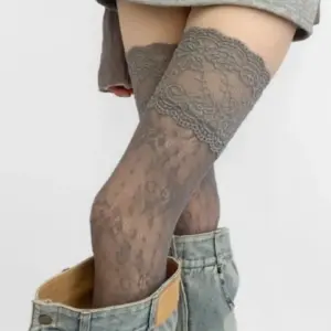 Women's Lace Floral Thigh High Stockings - Breathable Nylon Mesh Over-Knee Socks for JK 4