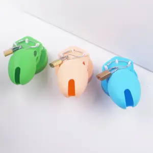 Silicone Male Chastity Cage – 5 Interchangeable Ring Sizes + Copper Lock, Multi-Color Options 5