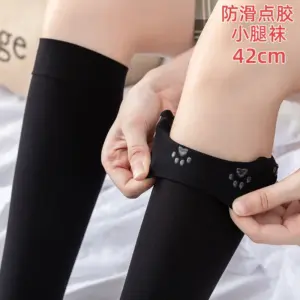 Extra-Long Velvet Thigh-High Stockings - High Elastic Anti-Slip Over-Knee Socks for Tall Girls (White/Black, Up to 190cm) 2
