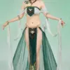 Princess Zelda Derivative Sexy Dance Lingerie Costume - Green Sheer Skirt Top with Headpiece & Necklace 1