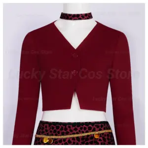 Silent Hill Maria Nurse Cosplay Costume - Red Leopard Skirt Set with Choker & Belt 4
