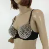Spiked Stud Bra - Black Rhinestone Rivet Push-Up Top for Edgy Fashion & Performance 5