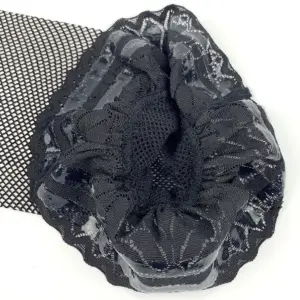 Sexy Fishnet Lace Silicone Non-Slip Thigh High Stockings - Black Hollow Mesh with Lace Trim - Anti-Slip Over Knee Erotic Long Socks 5