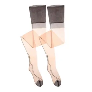 5D Ultra-Thin Back-Seam Thigh-High Stockings for Garter Belt - 110cm Non-Elastic Sheer Sexy Hosiery (Nude/Beige) 3
