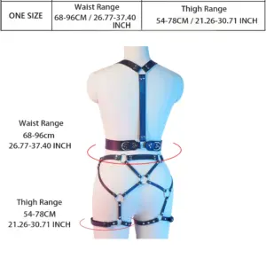 Leather Full Body Harness Garter Belt – Metal Ring Cross Design, Sexy Thigh & Waist Leg Cuffs, BDSM Erotic Lingerie 5