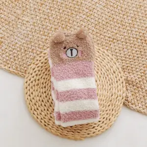 Cute Cartoon Coral Fleece Thigh-High Floor Socks - Thick Warm Over-Knee Winter Home Socks (1 Pair, Multi-Animal Designs) 3