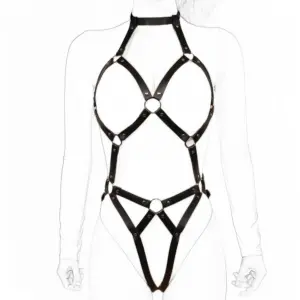 Full Body Leather Harness – Metal Ring Connected, Sexy Open-Cage Body Chain, Erotic Waist & Chest Bondage Set 5