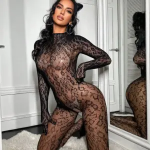 Fishnet Open Crotch Bodystocking – Sheer Hollow Sexy Teddy 2