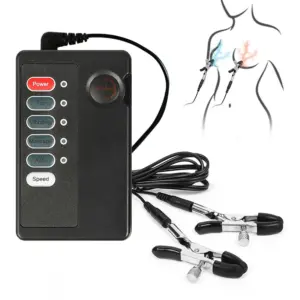Electric Shock & Vibration Nipple Clamps – Multi-Mode Pulse Stimulator, Remote Control Breast / Clit / Labia Toy 6