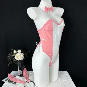 Sexy Pink Bunny Bodysuit – Anime Rabbit Lingerie Cosplay 3