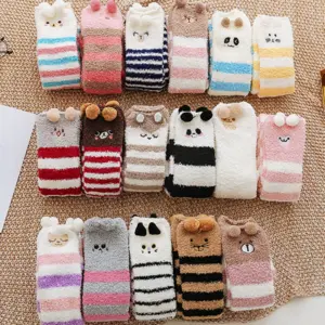 Cute Cartoon Coral Fleece Thigh-High Floor Socks - Thick Warm Over-Knee Winter Home Socks (1 Pair, Multi-Animal Designs) 6