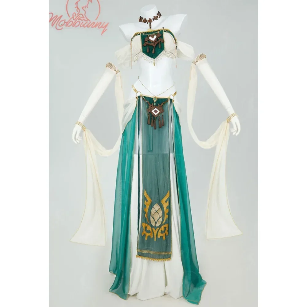 Princess Zelda Derivative Sexy Dance Lingerie Costume - Green Sheer Skirt Top with Headpiece & Necklace 4