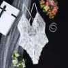 Elegant White Lace Bodysuit - Sexy Lingerie for Women with Crisscross Back Straps 1