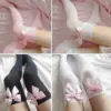 Cute Pink Bow Thigh-High Stockings with Lace Trim - Sweet Over-Knee Sheer Socks for Women (White & Black) 1