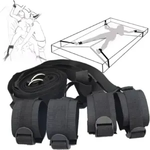 Bed Restraints Kit – Adjustable Wrist & Thigh Cuffs + Under-Bed Straps, BDSM Bedroom Bondage Set 3