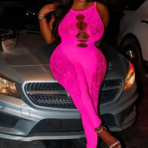 Hollow Out Open Crotch Bodystocking Jumpsuit – Sheer Sexy Long Leg Teddy 6