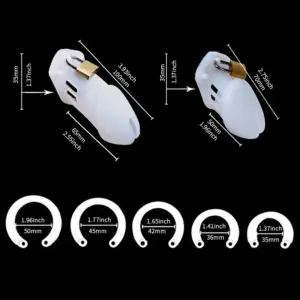 Silicone Male Chastity Cage – 5 Interchangeable Ring Sizes + Copper Lock, Multi-Color Options 2