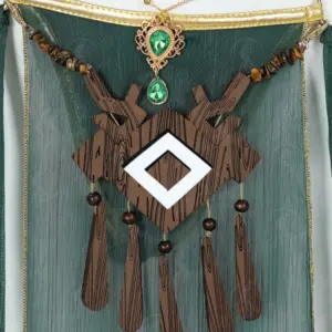 Princess Zelda Derivative Sexy Dance Lingerie Costume - Green Sheer Skirt Top with Headpiece & Necklace 5