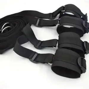 Bed Restraints Kit – Adjustable Wrist & Thigh Cuffs + Under-Bed Straps, BDSM Bedroom Bondage Set 5