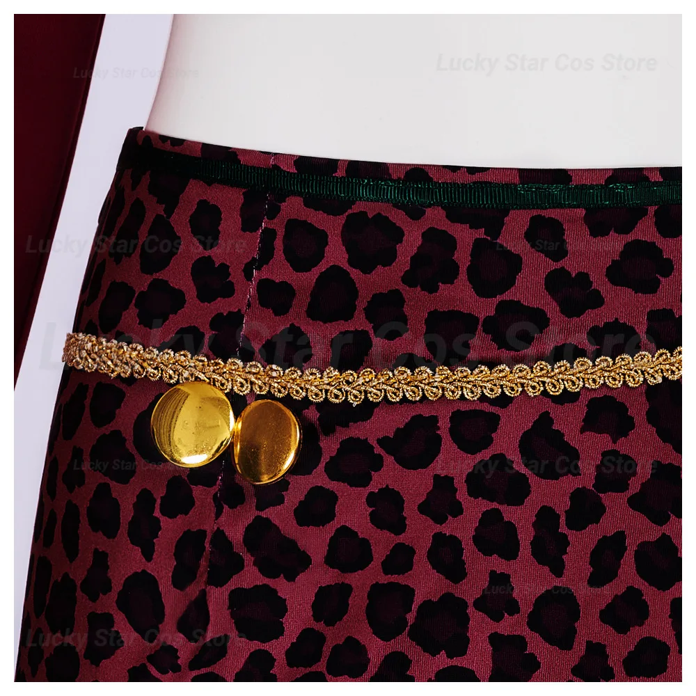 Silent Hill Maria Nurse Cosplay Costume - Red Leopard Skirt Set with Choker & Belt 6