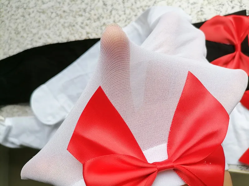 Pink Bow Stay-Up Thigh-High Stockings - Sweet Kawaii Sheer Silk Socks with Oversized Bows (White/Pink/Black) 6