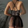 Lace Fringe Chemise Babydoll - Cross Back Tassel Mini Dress 1