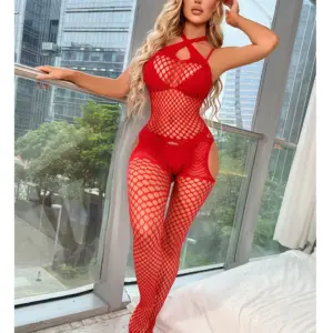 Fishnet Open Crotch Bodystocking – Sheer Hollow Sexy Teddy 5