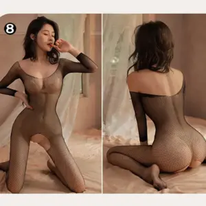Fishnet Open Crotch Bodystocking – Sheer Hollow Sexy Teddy 5