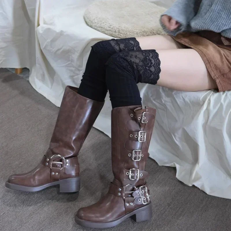 Lace Trim Thigh-High Warm Stockings - Cute Lolita Over-Knee Socks for Women (Black & White, 2-Pair Set) 2