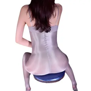 Shiny Open Crotch Strapless Bodysuit – Glossy Tight Sheer Full-Body Teddy 5